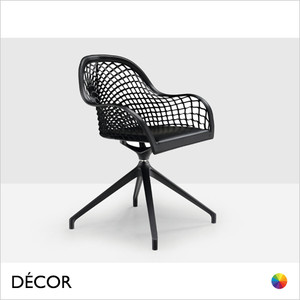 Midj - Guapa Swivel Chair with Armrests and a Trestle Base - Hide or Tuscan Hide Body in Designer Colours & Natural Tones- Décor for Designers