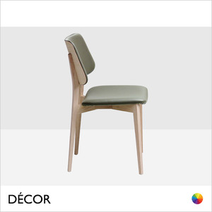 Midj - Joe Dining Chair with Wooden Tapered Legs and a Wood Veneer and Upholstered Backrest and Seat in Designer Fabrics, Leathers and Eco Leathers - Décor for Designers Midj - Joe Dining Chair with Wooden Tapered Legs and a Wood Veneer and Upholstered Backrest and Seat in Designer Fabrics, Leathers and Eco Leathers - Décor for Designers