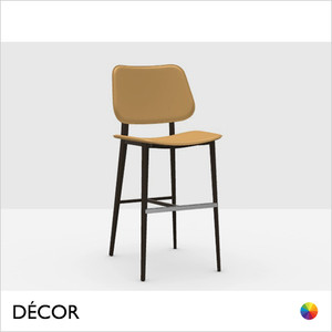 11 H Midj - Joe Bar Stool with Tapered Metal Legs, Counter Height - Hide or Tuscan Hide Seat and Backrest in Designer Colours - Décor for Designers 11 H Midj - Joe Bar Stool with Tapered Metal Legs, Counter Height - Hide or Tuscan Hide Seat and Backrest in Designer Colours - Décor for Designers