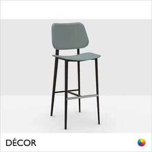 Midj - Joe Bar Stool with Tapered Metal Legs, Bar Height - Hide or Tuscan Hide Seat and Backrest in Designer Colours - Décor for Designers Midj - Joe Bar Stool with Tapered Metal Legs, Bar Height - Hide or Tuscan Hide Seat and Backrest in Designer Colours - Décor for Designers