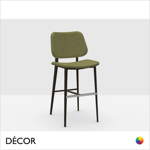 1 E Midj - Joe Bar Stool with Tapered Metal Legs, Counter Height - Designer Fabric, Leather & Eco Leather Seat and Backrest in Designer Colours - Décor for Designers 1 E Midj - Joe Bar Stool with Tapered Metal Legs, Counter Height - Designer Fabric, Leather & Eco Leather Seat and Backrest in Designer Colours - Décor for Designers