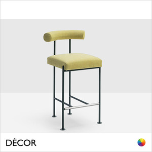 1 G Midj - Qua-ndo Bar Stool Featuring a Bolster-Back Backrest, Counter Height - In Designer Fabrics, Leathers & Eco Leathers - Décor for Designers 1 G Midj - Qua-ndo Bar Stool Featuring a Bolster-Back Backrest, Counter Height - In Designer Fabrics, Leathers & Eco Leathers - Décor for Designers