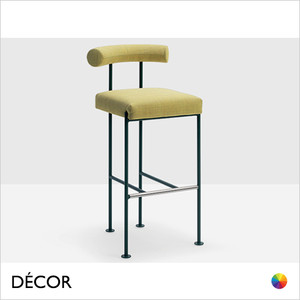 11 L Midj - Qua-ndo Bar Stool Featuring a Bolster-Back Backrest, Bar Height - In Designer Fabrics, Leathers & Eco Leathers - Décor for Designers 11 L Midj - Qua-ndo Bar Stool Featuring a Bolster-Back Backrest, Bar Height - In Designer Fabrics, Leathers & Eco Leathers - Décor for Designers