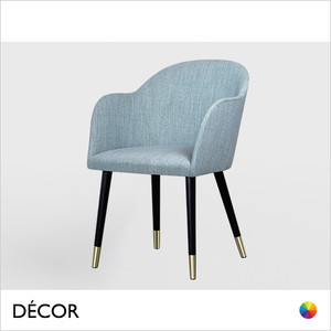 1 A  1 Icon Chairs - Jerry Chair with Armrests, a Curved Backrest with Wooden Legs and Gold Foot Caps - In Designer Fabrics & Eco Leathers - Décor for Business