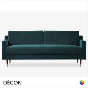 Décor Concept - Franco Three-Seater Sofa with Square Arms and Backrest and Brass Capped Feet - In Designer Fabrics & Eco Leathers - Décor for Business