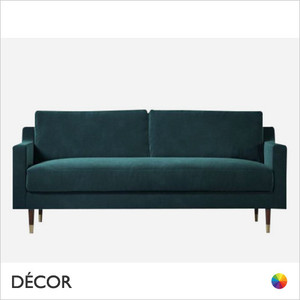 Décor Concept - Franco Two-Seater Sofa with Square Arms and Backrest and Brass Capped Feet - In Designer Fabrics & Eco Leathers - Décor for Business
