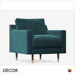 Décor Concept - Franco Armchair with Square Arms and Backrest and Brass Capped Feet - In Designer Fabrics & Eco Leathers - Décor for Business