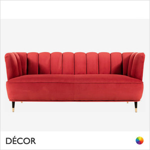 Décor Concept - Rocco Three-Seater Sofa with a Fluted Back and Brass Capped Feet - In Designer Fabrics & Eco Leathers - Décor for Business