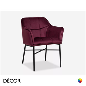 Décor Concept - Savino Dining Chair with Armrests and a Quilted Back and Metal Legs - In Designer Fabrics & Eco Leathers - Décor for Business