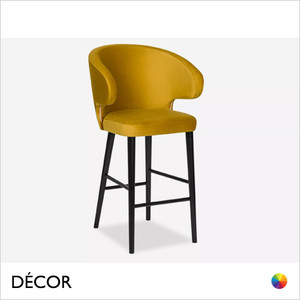 Décor Concept - Sasha Bar Stool with a Wraparound Backrest and Tapered Beech Legs - In Designer Fabrics & Eco Leathers - Décor for Business