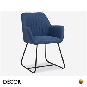 Décor Concept - Manilo Dining Chair with Armrests, a Ribbed Backrest and a Sleigh Frame - In Designer Fabrics & Eco Leathers - Décor for Business