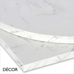 Décor Dinova - Allesia Crystal Marble Laminate Table Top, 25mm Thick - Square, Round & Rectangular - Décor for Business