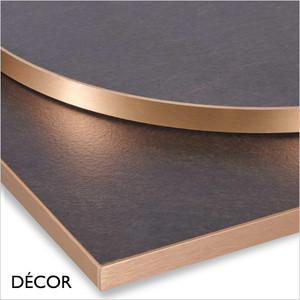 Décor Dinova - Allesia Cupria Slate Laminate Table Top with a Copper Edge, 25mm Thick - Square, Round & Rectangular - Décor for Business