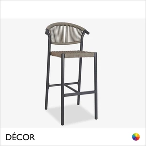 Décor Dinova - Battista Stackable Bar Stool with a Woven Rope Seat and Backrest, Indoor and Outdoor - Décor for Business