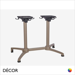 Décor Dinova - Ambra Flip-Top Stackable Twin Pedestal Dining Table Base in Aluminium for Indoor and Outdoor Use - In Designer Neutral Tones - Décor for Business