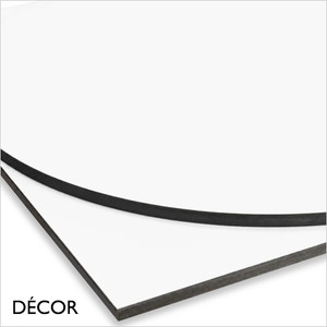 Décor Dinova - Perla White with a Black Edge Premium Compact Laminate Table Top, 12mm Thick with Groove Fixing - Square, Round & Rectangular - Décor for Business