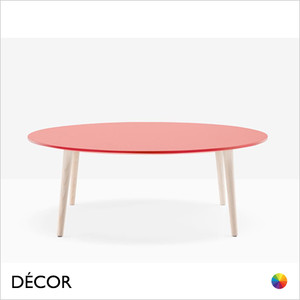 Pedrali - Malmo Coffee Table Featuring a Round Top with Solid Ash Tapered Legs, Available in 2 Sizes and 2 Heights - Décor for Business