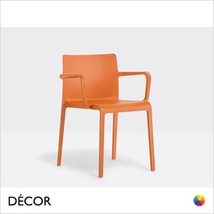 Pedrali - Volt Low Back Stackable Dining Chair with Armrests, Polypropylene - In Designer Colours & Neutral Tones - Décor for Business Pedrali - Volt Low Back Stackable Dining Chair with Armrests, Polypropylene - In Designer Colours & Neutral Tones - Décor for Business