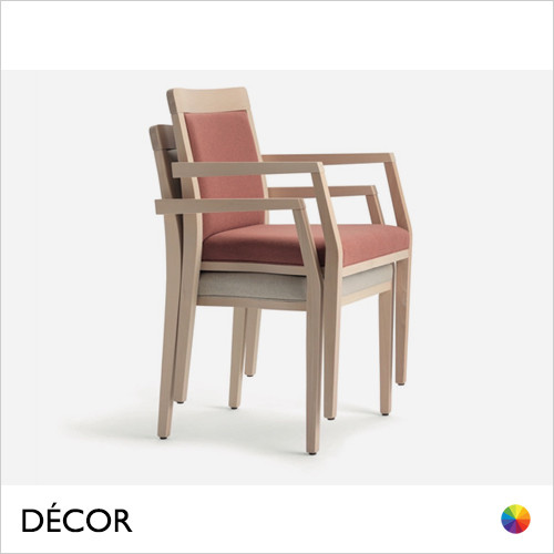 1 A  2 Palma - Opera Boheme Stackable Dining Chair with Open Armrests in Designer Fabrics & Classic Eco Leathers - Made for You - Décor for Business