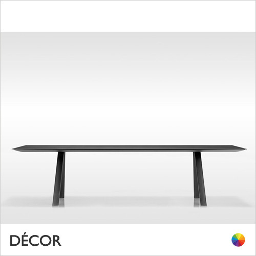 Arki Rectangular Dining Table with a Black Powder Coated Frame and Black top - Décor for Business