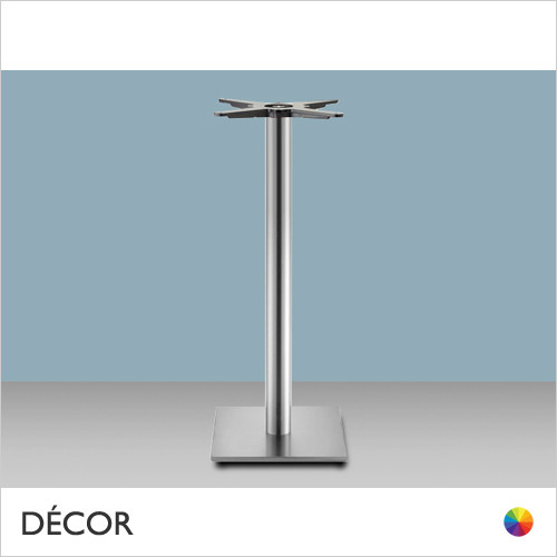 Tiffany Square Poseur Table Base with a Round Column - In Satin Stainless Steel - Décor for Business