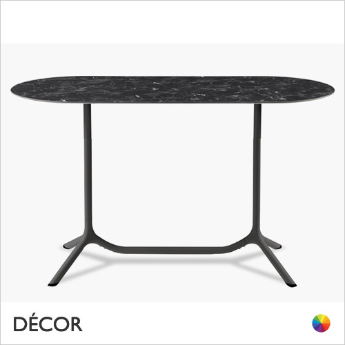 1A1 Tripè Double Column Poseur Table Base with an Oval Top - In Designer Colours & Neutral Tones - Décor for Business