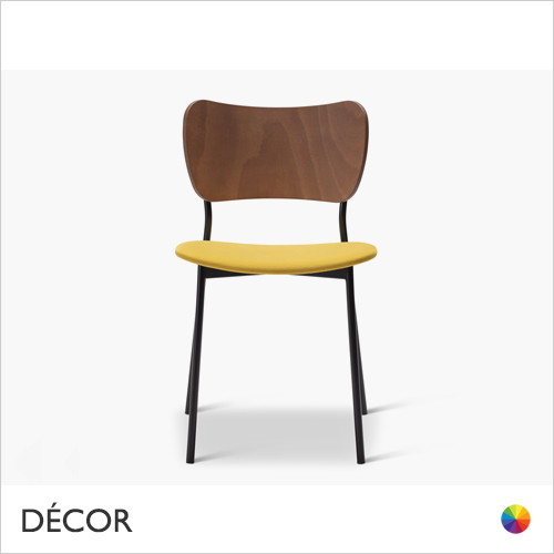 1 B Rami Metal Dining Chair in Designer Fabrics & Eco Leathers with a Wooden Backrest - Made for You - Décor for Business