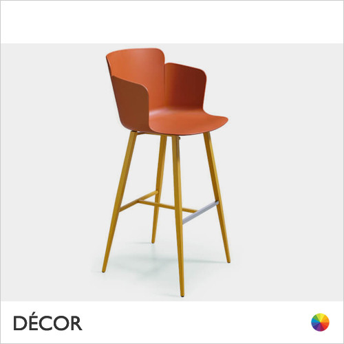 11A1 Calla Bar Stool with Armrests and a Polypropylene Shell and a Powder Coated Frame, Bar & Counter Heights - In Designer Colours - Made for You - Décor for Home & Business