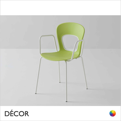 1A1 Blog Stackable Dining Chair with Armrests and a Two-Tone Technopolymer Shell & Powder Coated Steel Legs - In Designer Colours & Neutral Tones - Décor for Business