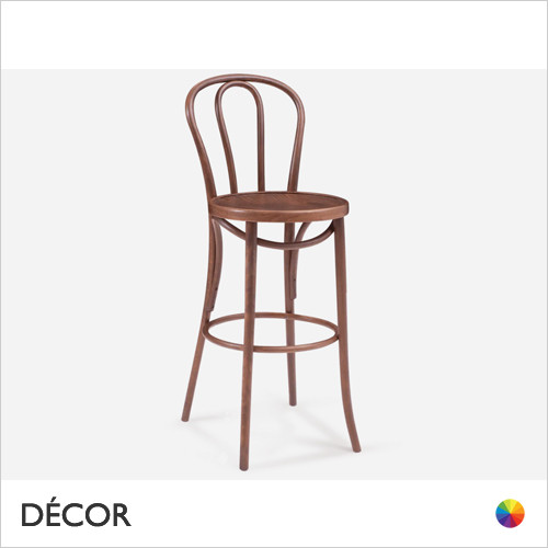 Antibes Bar Stool with a Wooden Seat and a Double Hoop Backrest, Bar & Counter Heights - In Designer Satin Colours & Wood Finishes - Décor for Business