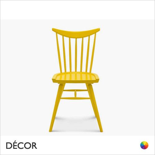 11A1 Stockholm Dining Chair with a Wooden Seat and a Railed Backrest with a Banana Top - In Designer Satin Colours & Wood Finishes - Décor for Business