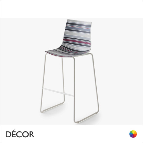 111 Colorfive Stackable Bar Stool, Technopolymer and White Coated Sleigh Frame, Bar & Counter Heights - In Designer Colours & Neutral Tones - Décor for Business