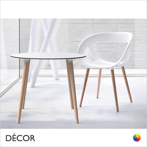 1 D  Stefano Designer Dining Table with a Round, Square or Rectangular Top & Beech Legs - In Designer Neutral Tones - Décor for Business