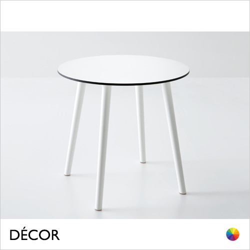 1 B Stefano Designer Dining Table with a Round, Square or Rectangular Top & Technopolymer Legs, for Indoor and Outdoor Use - In Designer Neutral Tones - Décor for Business