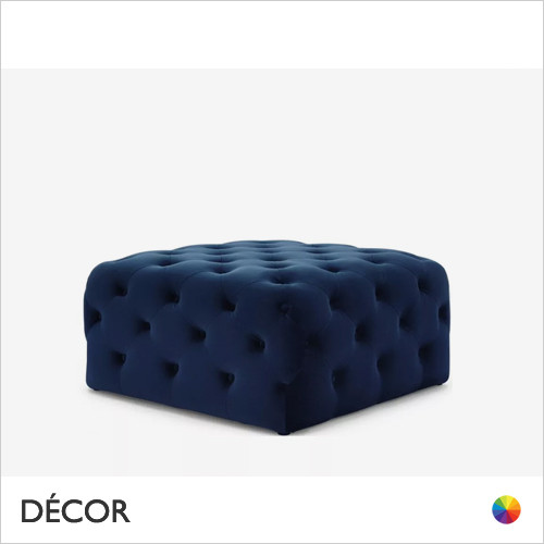 Guido Buttoned Square Pouf - In Designer Velvet & Vintage Eco Leather - Made for You - Décor for Business