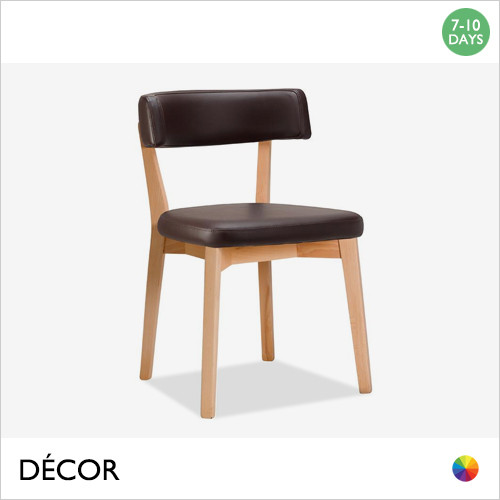 1 A D Ampolla Dining Chair with a Light Beech Frame and an Upholstered Seat and Backrest - In Designer Eco Leather Colours - Décor for Business