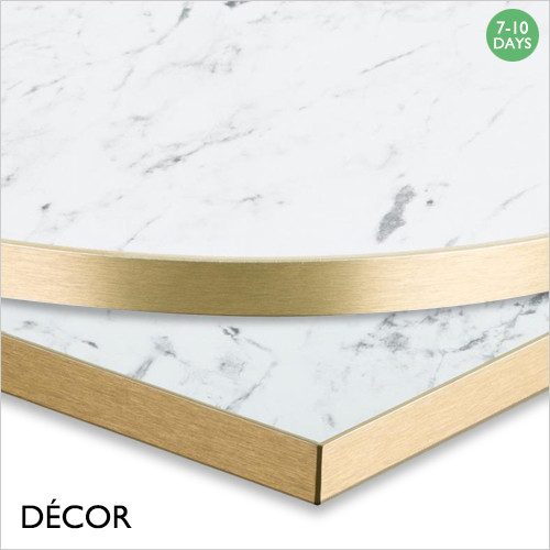 1 A A D White Carrara Marble with Gold Edging Laminate Table Top, 25mm Thick - Square, Round & Rectangular - Décor for Business