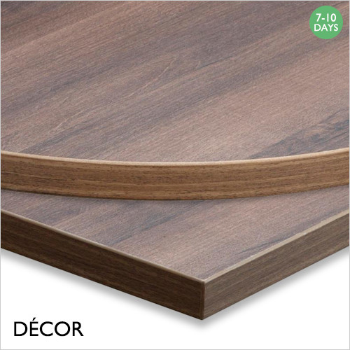 1 A Tobacco Pacific Walnut Laminate Table Top, 25mm Thick - Square, Round & Rectangular - Décor for Business