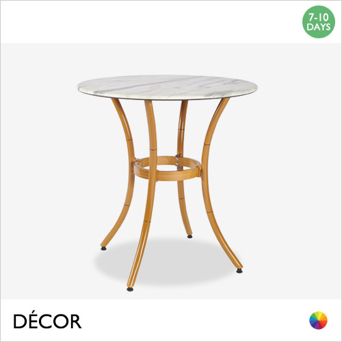 111 B San Pietro 3 & 4 Leg Outdoor Table with a Topalit® Marble Effect Top and a Natural Bamboo Painted Aluminium Frame - In Designer Colours & Neutral Tones - Décor for Business