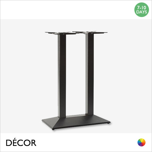 1 Mauro Twin Rectangular Poseur Table Base - In Black Powder Coated Steel, Indoor & Outdoor Use - Décor for Business