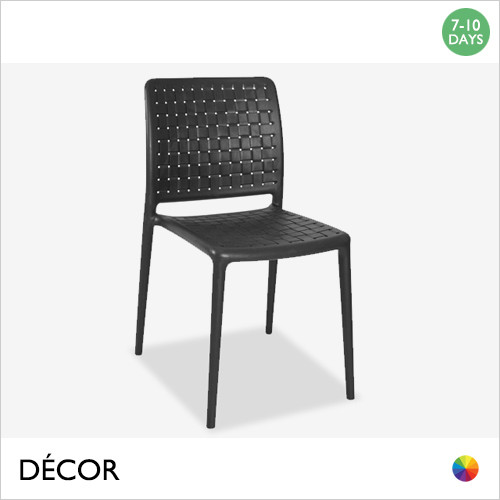 1 Tasso Stackable Dining Chair in Anthracite with a Woven-Effect Seat and Backrest - Décor for Business