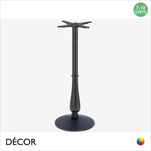 11 Romeo Small Poseur Table Base with a Decorative Base and a Candlestick Column for Maximum Tops Ø600mm & 600mm x 600mm - In Black Powder Coated Steel, Indoor & Outdoor Use - Décor for Business