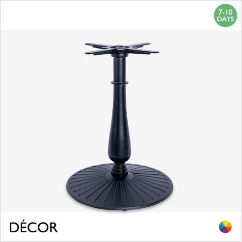 11 Romeo Medium Dining Table Base with a Decorative Base and a Candlestick Column for Maximum Tops Ø900mm & 800mm x 800mm - In Black Powder Coated Steel, Indoor & Outdoor Use - Décor for Business
