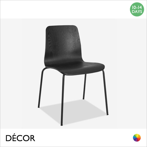 11 Malmo Stackable Dining Chair with Black Steel Legs and a Black Stained Ash Veneer Body - Décor for Business