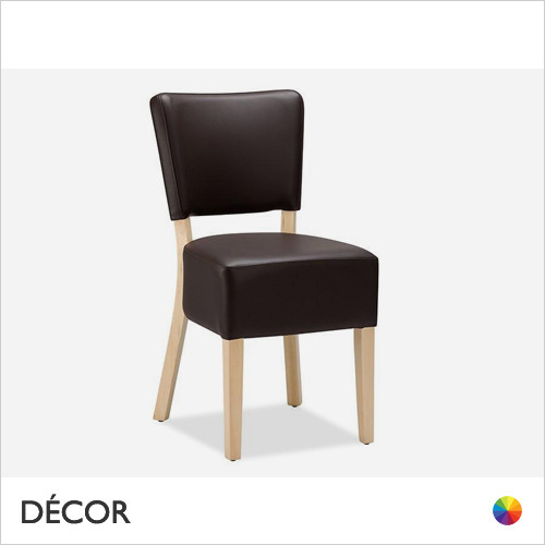1 A 1 Savona Serrada Dining Chair, Light Beech - In Dark Brown, Iron Grey or Black Designer Eco Leather with Square Tapered Wooden Legs - Made for You - Décor for Business