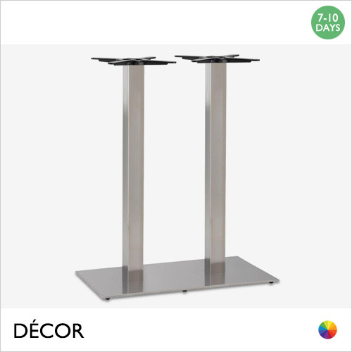 1 N Mirco Twin Column Rectangular Poseur Table Base for Maximum 1400mm x 800mm - In Satin Stainless Steel - Décor for Business