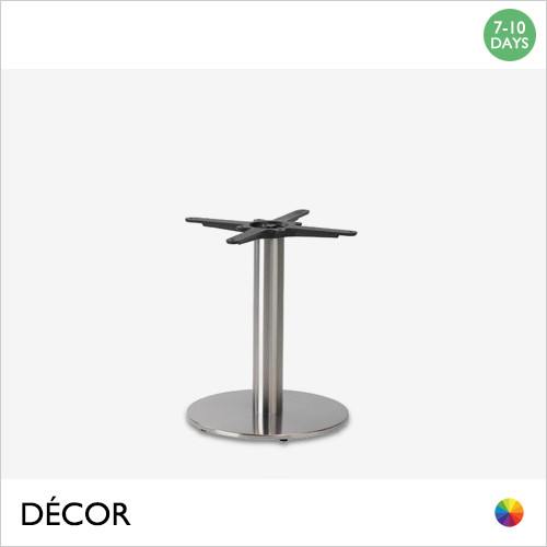 1 N Mirco Small Round Coffee Table Base for Maximum Tops Ø900mm & 800mm x 800mm- In Satin Stainless Steel, Indoor & Outdoor Use - Décor for Business