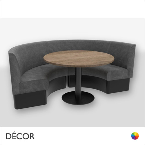 Battersea Large ½ Round Booth Set - Plain, Standard-Height Backrest - Includes 2 x 1200mm Round Banquette Benches with 1 x 1200mm Table - Décor for Business