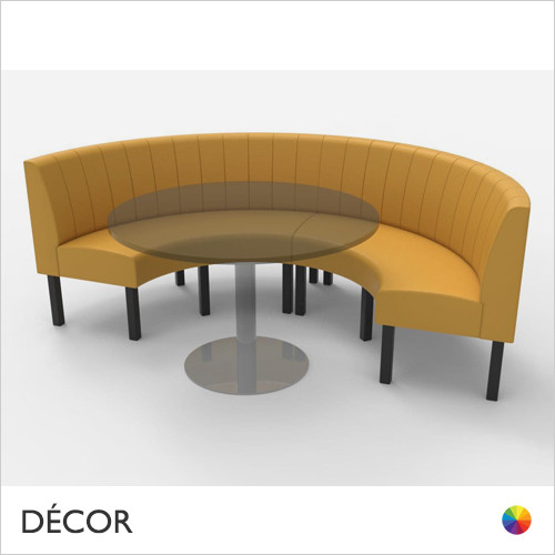 Greenwich Large ½ Round Booth Set - Fluted, Standard-Height Backrest - Includes 2 x 1200mm Round Banquette Benches with 1 x 800mm Table - Décor for Business