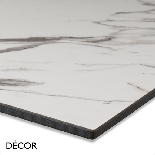 11 Forte White Marble Compact Laminate Table Top, 12mm Thick - Round, Square & Rectangular, For Indoor & Outdoor Use - Décor for Business